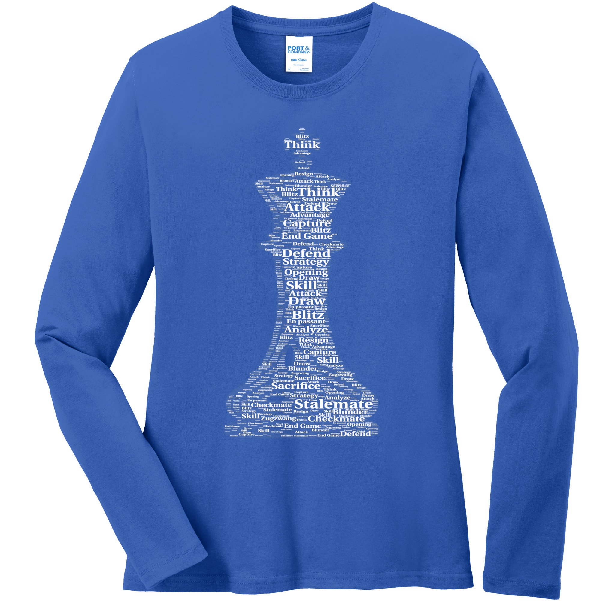 Funny Word Cloud Chess King Gift Ladies Long Sleeve Shirt