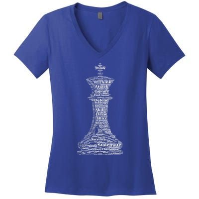 Funny Word Cloud Chess King Gift Women's V-Neck T-Shirt