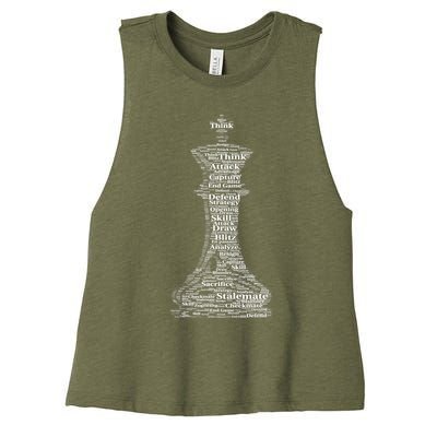 Funny Word Cloud Chess King Gift Women's Racerback Cropped Tank