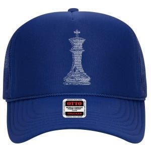 Funny Word Cloud Chess King Gift High Crown Mesh Back Trucker Hat