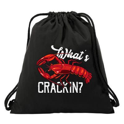Funny What's Crackin Lobster Summer Vacation Fans Drawstring Bag