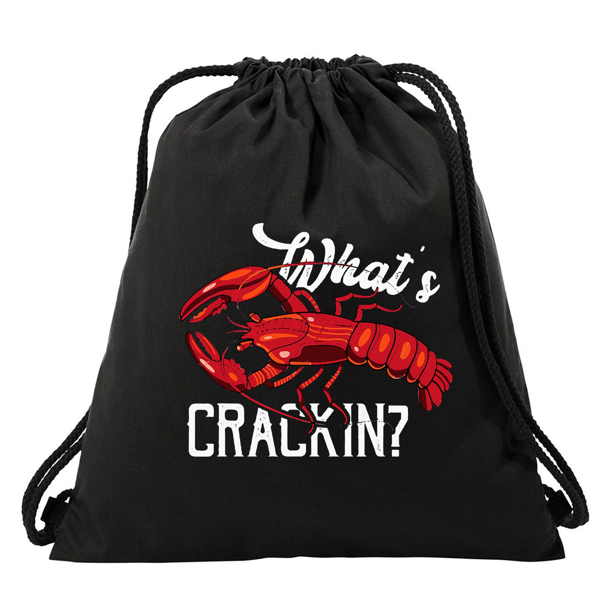 Funny What's Crackin Lobster Summer Vacation Fans Drawstring Bag