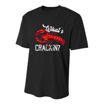 Funny What's Crackin Lobster Summer Vacation Fans Youth Performance Sprint T-Shirt