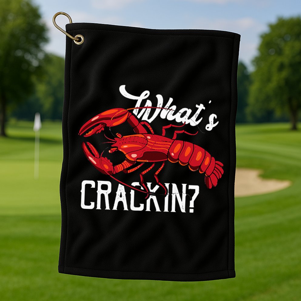 Funny What's Crackin Lobster Summer Vacation Fans Golf Towel