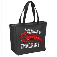 Funny What's Crackin Lobster Summer Vacation Fans Zip Tote Bag