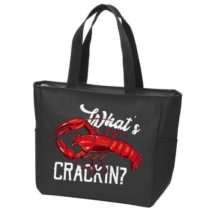Funny What's Crackin Lobster Summer Vacation Fans Zip Tote Bag