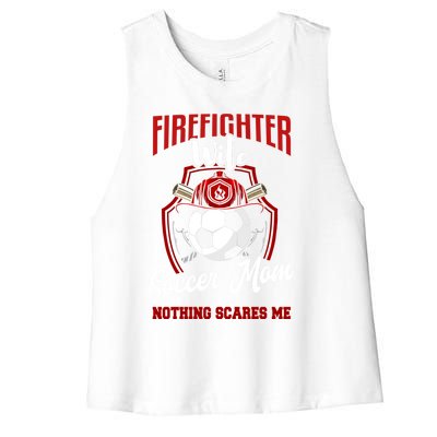 Firefighter Wife Cute Gift Soccer Funny Firefighter Wife Gift Women's Racerback Cropped Tank