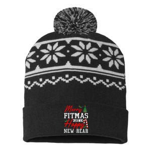 Funny Workout Christmas Merry Fitness Happy New Rear USA-Made Snowflake Beanie