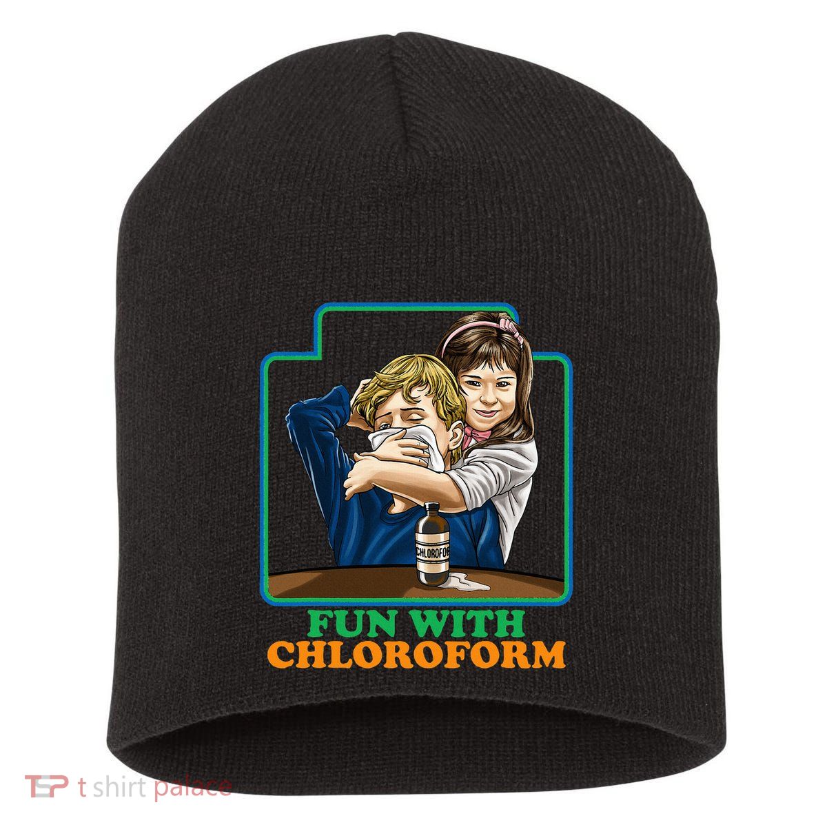 Fun With Chloroform Funny Dark Humor Short Acrylic Beanie