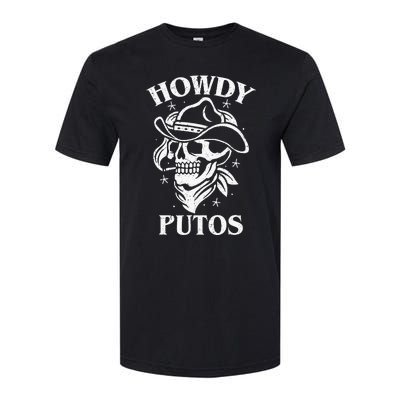 Funny Western Cowboy Skull Gift Hola Putos Spanish Slang Softstyle® CVC T-Shirt