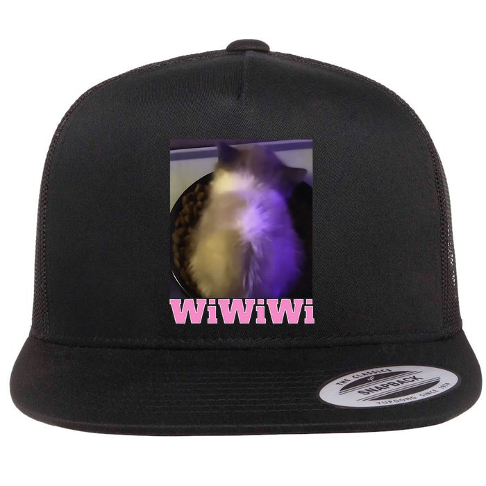 Funny Wiwiwi Cat Meme Viral Gen Z Trend Brainrot Flat Bill Trucker Hat