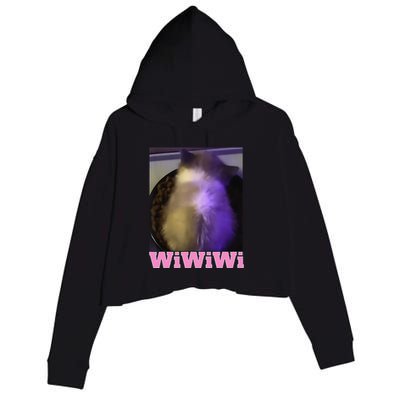 Funny Wiwiwi Cat Meme Viral Gen Z Trend Brainrot Crop Fleece Hoodie