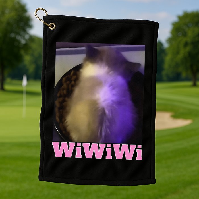 Funny Wiwiwi Cat Meme Viral Gen Z Trend Brainrot Golf Towel