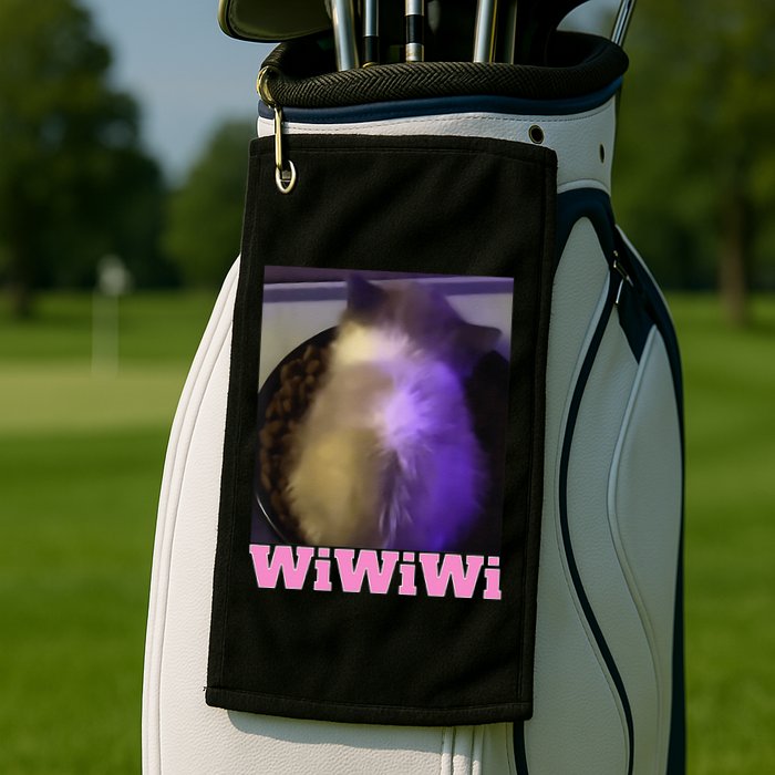 Funny Wiwiwi Cat Meme Viral Gen Z Trend Brainrot Golf Towel