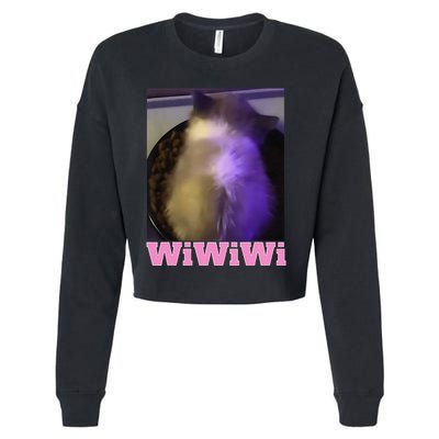 Funny Wiwiwi Cat Meme Viral Gen Z Trend Brainrot Cropped Pullover Crew