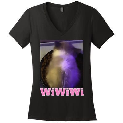 Funny Wiwiwi Cat Meme Viral Gen Z Trend Brainrot Women's V-Neck T-Shirt