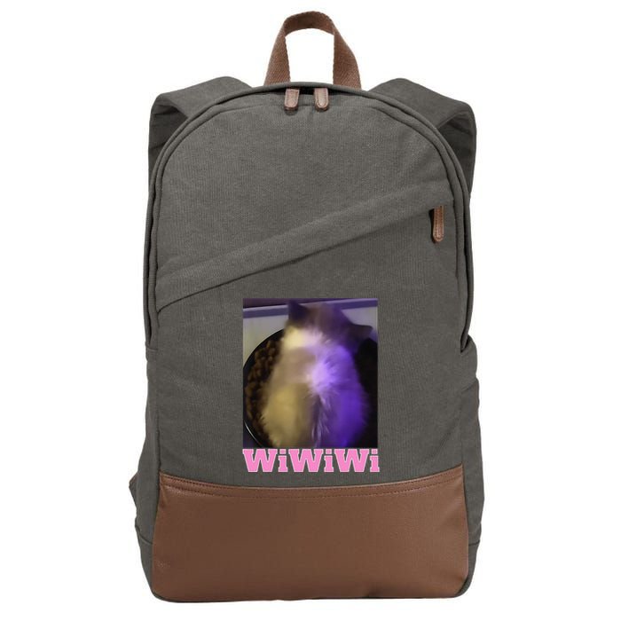 Funny Wiwiwi Cat Meme Viral Gen Z Trend Brainrot Cotton Canvas Backpack