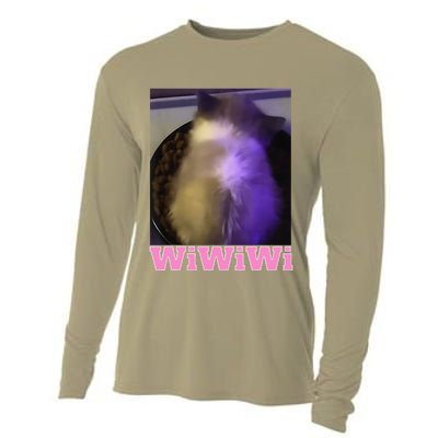Funny Wiwiwi Cat Meme Viral Gen Z Trend Brainrot Cooling Performance Long Sleeve Crew