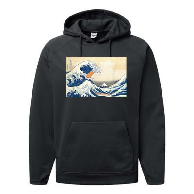 Funny Wave Capybara Surfing Rodent Performance Fleece Hoodie