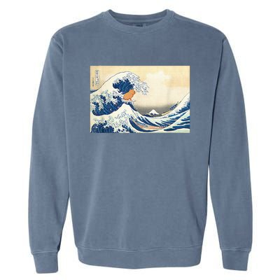 Funny Wave Capybara Surfing Rodent Garment-Dyed Sweatshirt