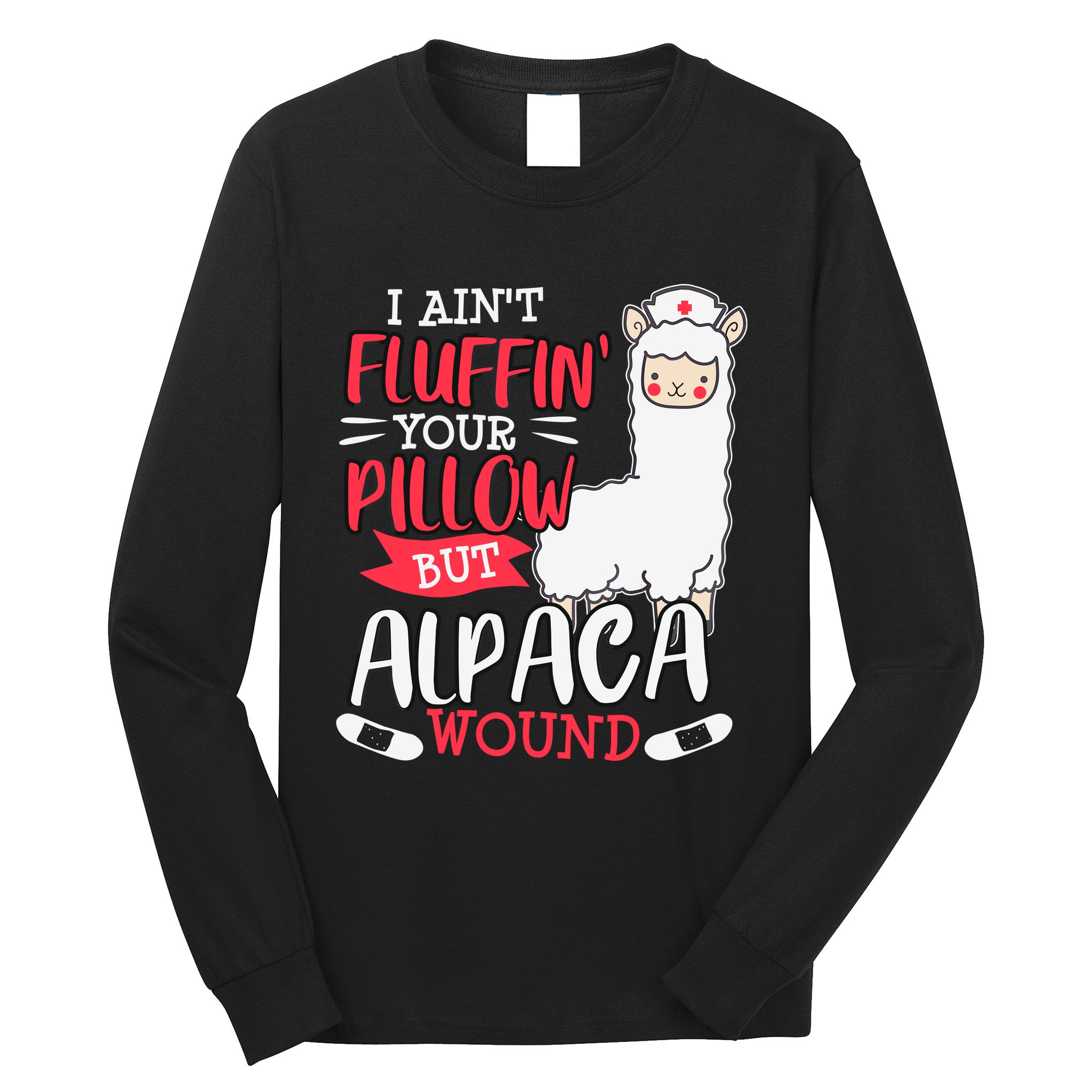 Funny Wound Care Nurse Alpaca Llama Pun Saying Gift Long Sleeve Shirt
