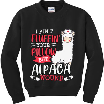 Funny Wound Care Nurse Alpaca Llama Pun Saying Gift Kids Sweatshirt