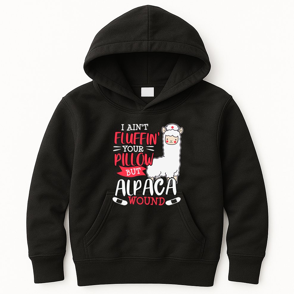 Funny Wound Care Nurse Alpaca Llama Pun Saying Gift Kids Hoodie