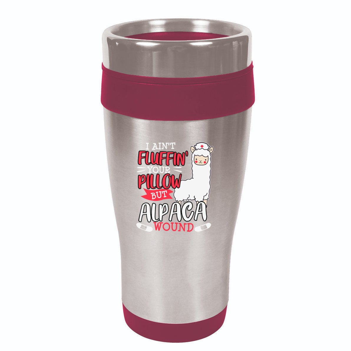 Funny Wound Care Nurse Alpaca Llama Pun Saying Gift 16oz Travel Tumbler