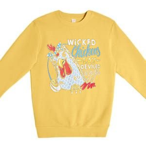 Funny Wicked Chickens Lay Deviled Eggs Funny Chicken Lovers Premium Crewneck Sweatshirt