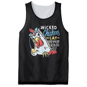 Funny Wicked Chickens Lay Deviled Eggs Funny Chicken Lovers Mesh Reversible Basketball Jersey Tank