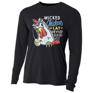 Funny Wicked Chickens Lay Deviled Eggs Funny Chicken Lovers Cooling Performance Long Sleeve Crew