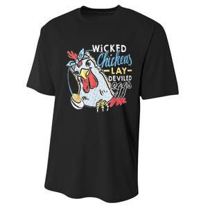 Funny Wicked Chickens Lay Deviled Eggs Funny Chicken Lovers Performance Sprint T-Shirt