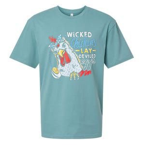 Funny Wicked Chickens Lay Deviled Eggs Funny Chicken Lovers Sueded Cloud Jersey T-Shirt