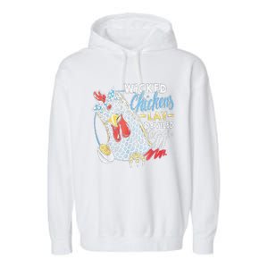 Funny Wicked Chickens Lay Deviled Eggs Funny Chicken Lovers Garment-Dyed Fleece Hoodie