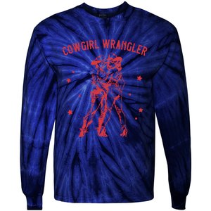 Funny Western Cowgirl Wrangler Lesbian Queer Pride Month Tie-Dye Long Sleeve Shirt