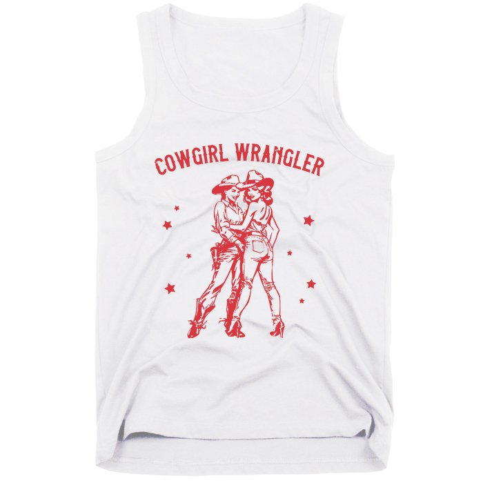 Funny Western Cowgirl Wrangler Lesbian Queer Pride Month Tank Top