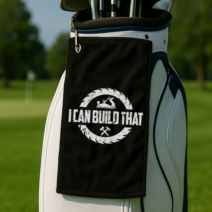 Funny Woodworker Carpenter I Can Build That Woodworking Golf Towel
