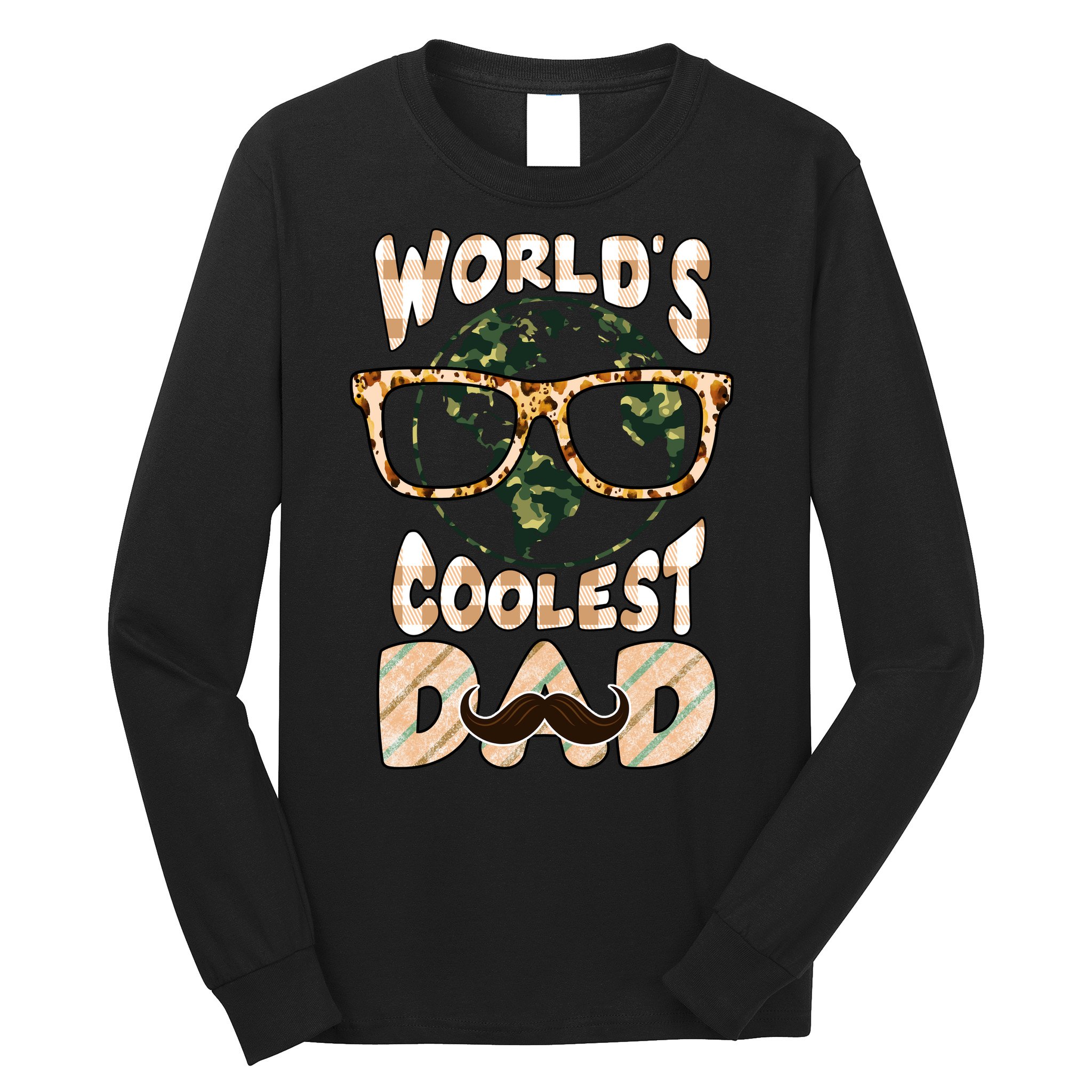 Funny World's Coolest Dad Beard Matchhing Family Gift For Father's Day Long Sleeve Shirt