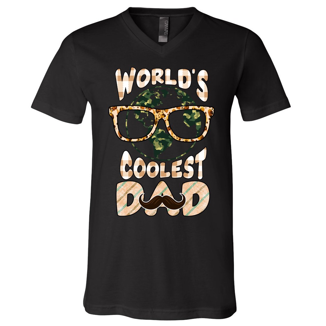 Funny World's Coolest Dad Beard Matchhing Family Gift For Father's Day V-Neck T-Shirt