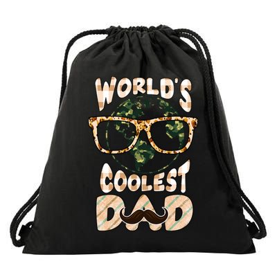 Funny World's Coolest Dad Beard Matchhing Family Gift For Father's Day Drawstring Bag