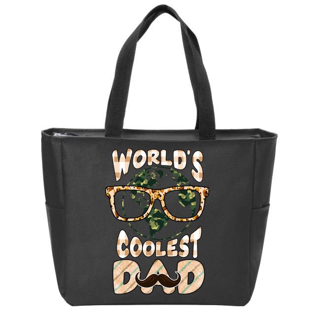 Funny World's Coolest Dad Beard Matchhing Family Gift For Father's Day Zip Tote Bag