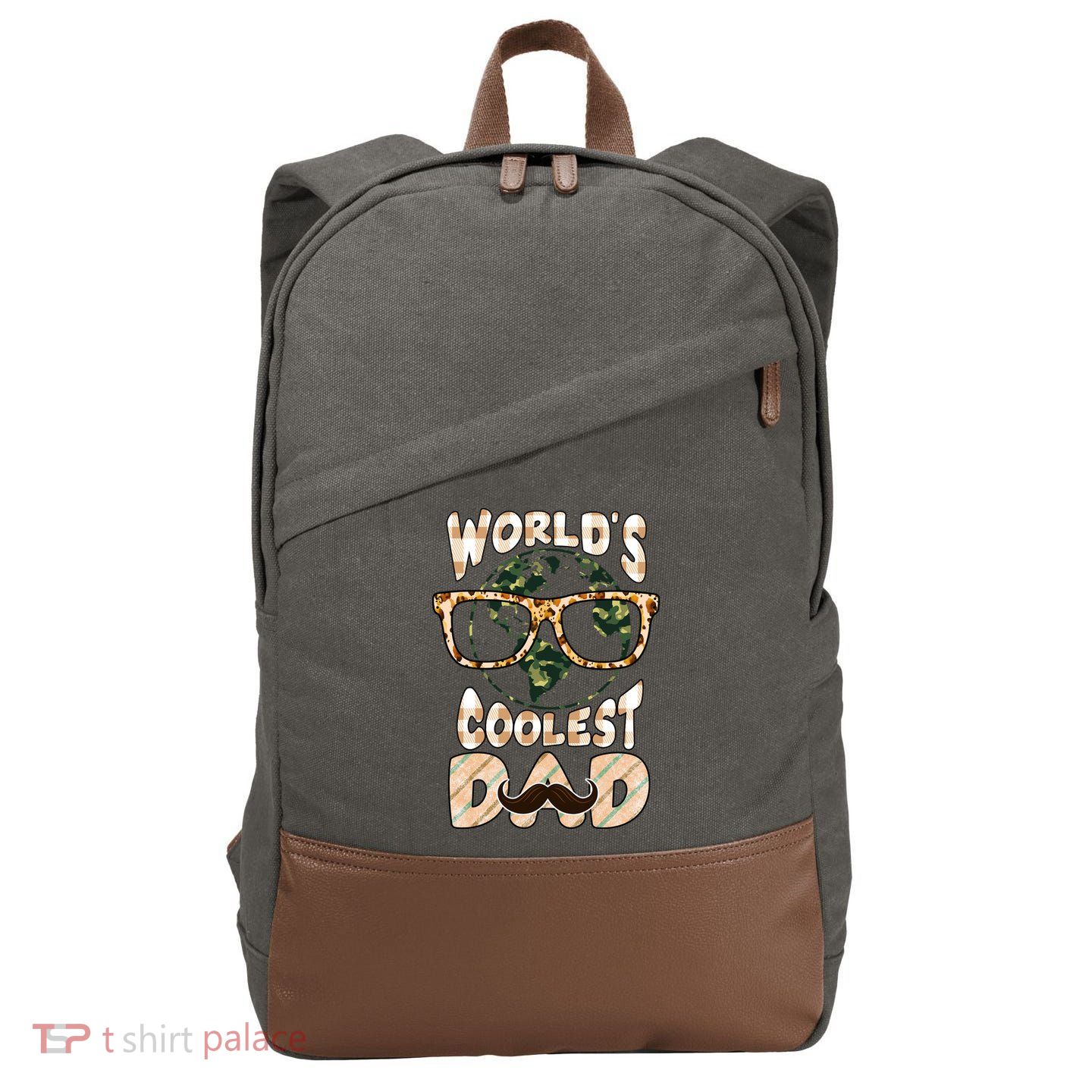 Funny World's Coolest Dad Beard Matchhing Family Gift For Father's Day Cotton Canvas Backpack
