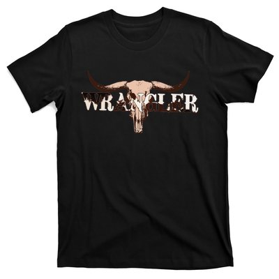 funny Wrangler Cowhide Cow Skull Cow T-Shirt