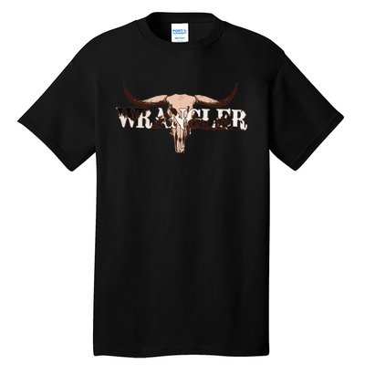 funny Wrangler Cowhide Cow Skull Cow Tall T-Shirt