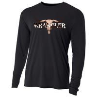 funny Wrangler Cowhide Cow Skull Cow Cooling Performance Long Sleeve Crew