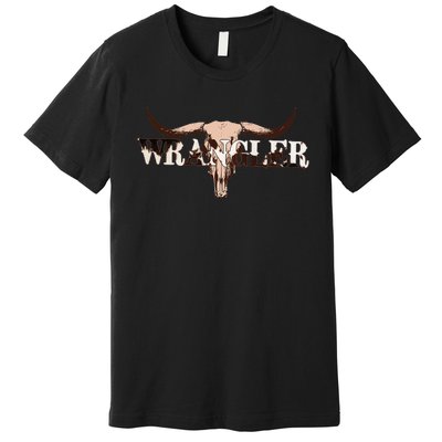 funny Wrangler Cowhide Cow Skull Cow Premium T-Shirt