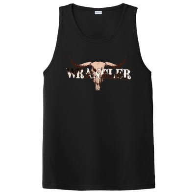 funny Wrangler Cowhide Cow Skull Cow PosiCharge Competitor Tank