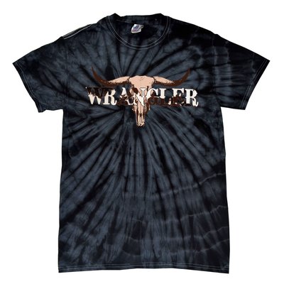 funny Wrangler Cowhide Cow Skull Cow Tie-Dye T-Shirt