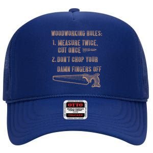 Funny Woodworking Carpentry Wood Lathe Funny Carpenter Gift High Crown Mesh Back Trucker Hat