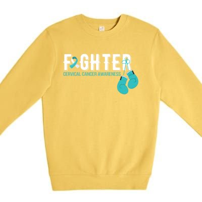 Fighter Warrior Cervical Cancer Awareness Funny Gift Great Gift Premium Crewneck Sweatshirt